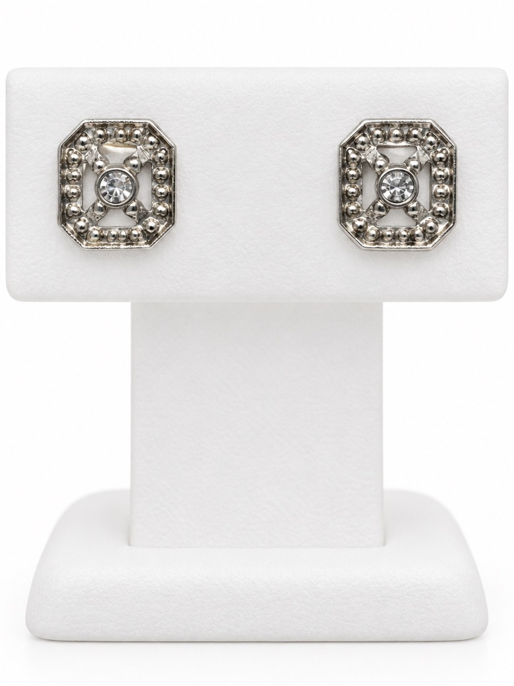 Vintage geometric crystal stud earring